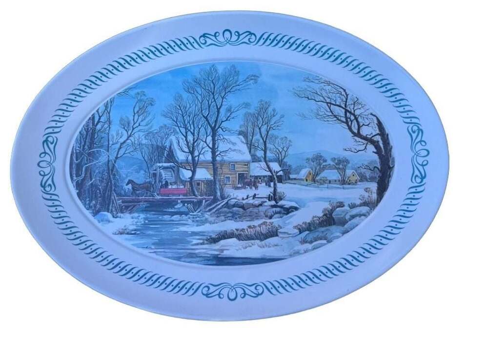 Brookpark 1521 Winter Scene Melamine Oval Serving Platter